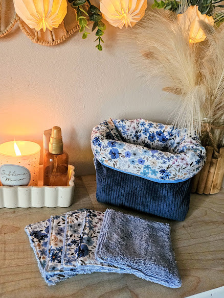 Coffret beauté éco-responsable – pochette transformable & 5 lingettes lavables en bambou – Mon Fil à Passion