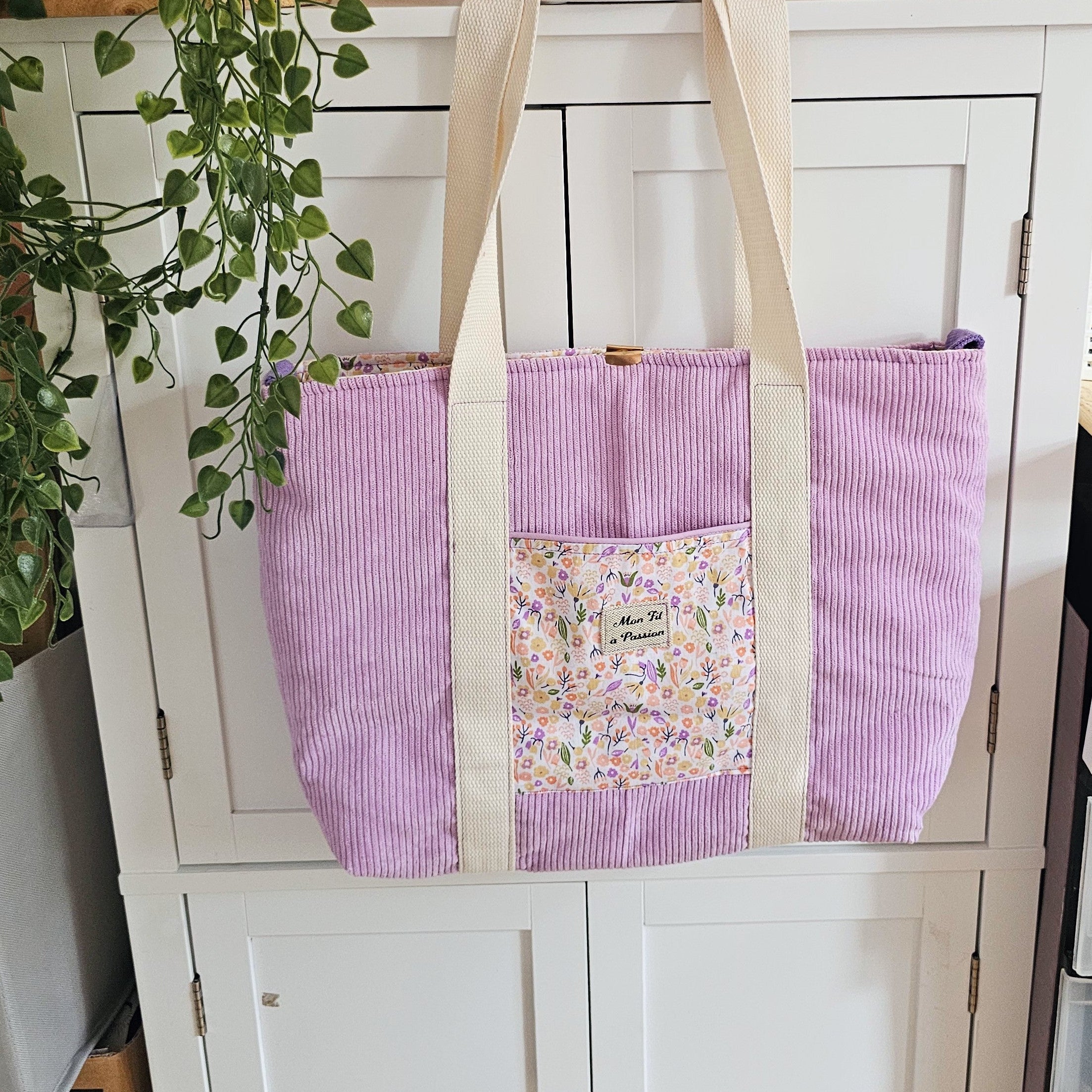 Sac cabas en velours Lilas Le Liberty