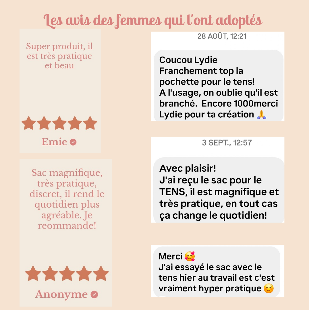 Avis et temoignages de femmes qui ont achetés le sac bandoulière pour porter son TENS 