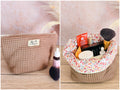 Pochette trousse de toilette 2-en-1 en tissu cousue main, transformée en panière de rangement