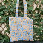 Tote bag sac fourre-tout pratique et fait main 2 grandes anses coton épais motif fleuris aquarel