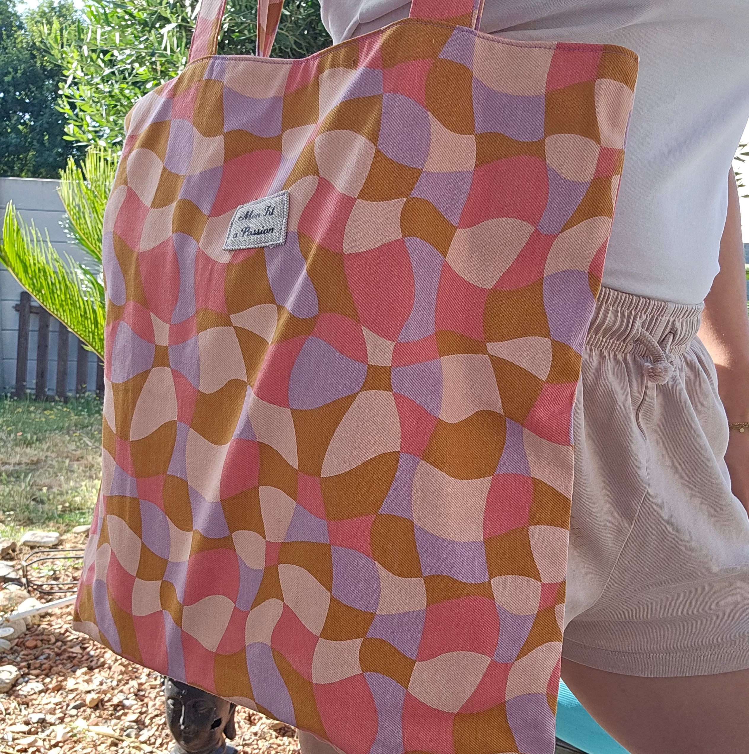 Tote bag sac fourre-tout fait main, léger et pratique avec anses longues et poche intérieure