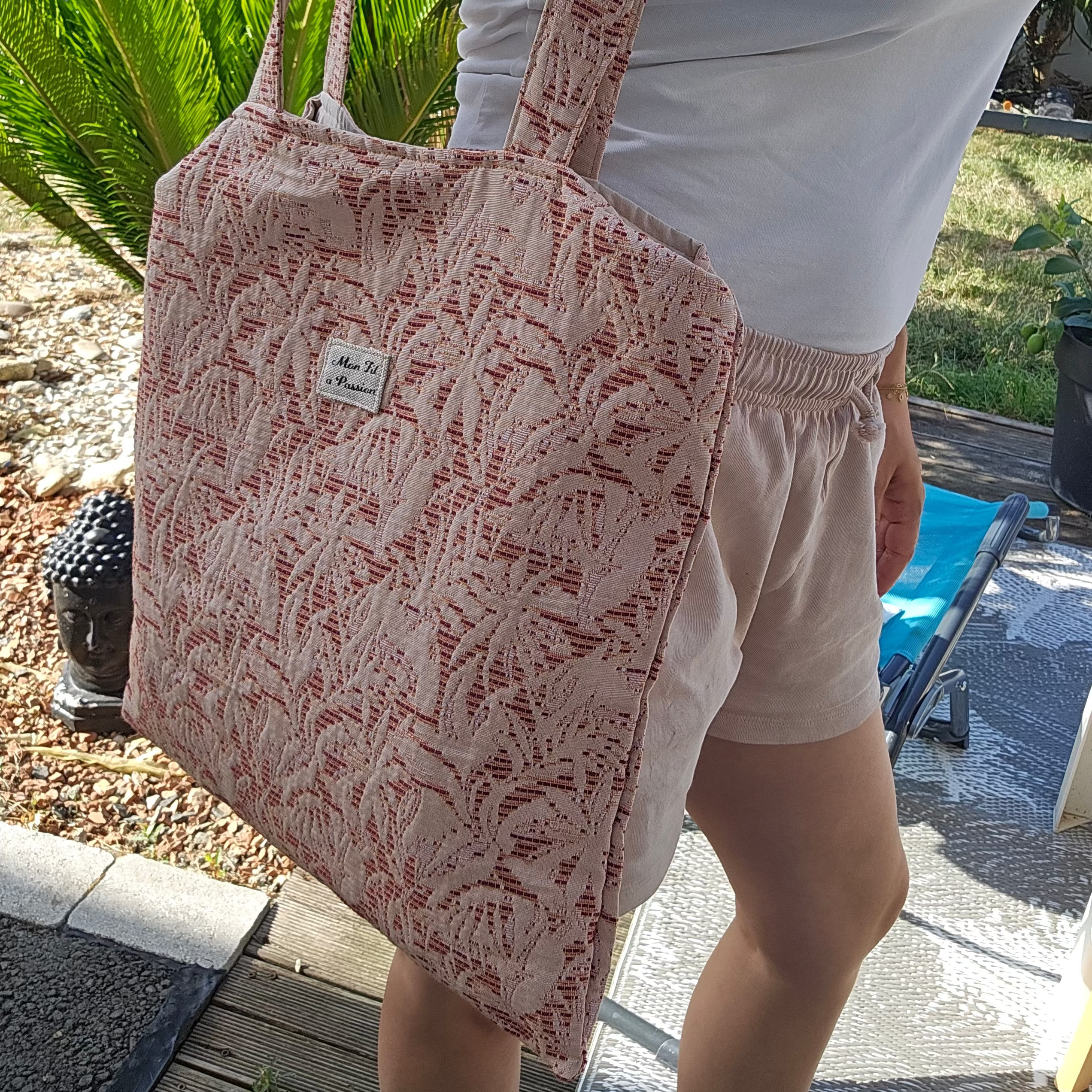 Tote bag sac fourre-tout fait main, léger et pratique avec anses longues et poche intérieure