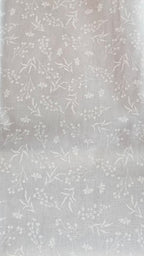 100% coton motif bouquet de fleurs blanches sur fond gris