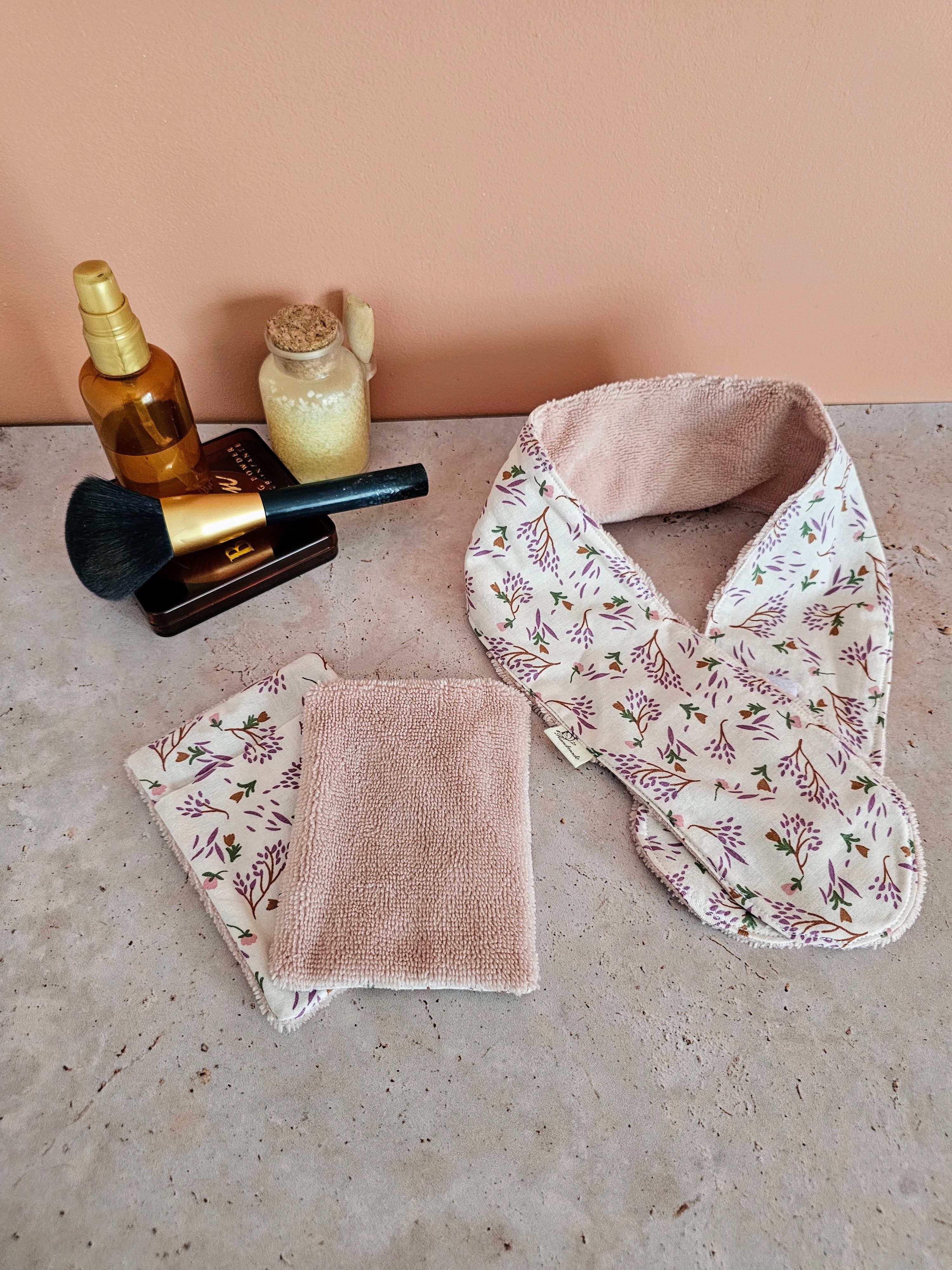 Bandeau de soin visage en éponge de bambou – ajustable & ultra doux – fait main France | Mon Fil à Passion