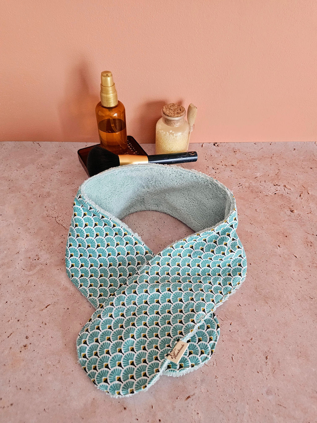 Bandeau de soin visage en éponge de bambou – ajustable & ultra doux – fait main France | Mon Fil à Passion