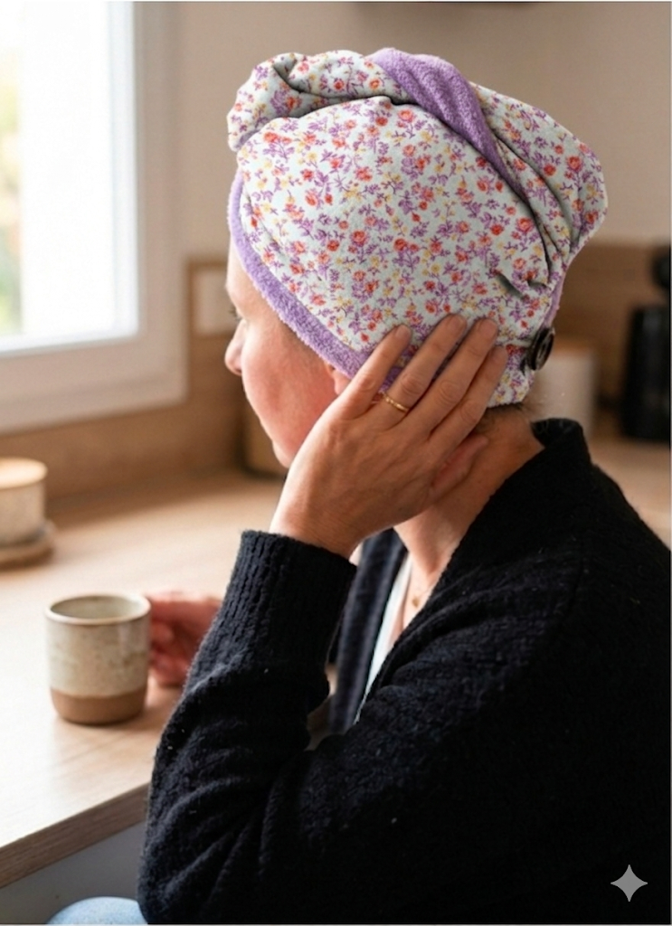 Serviette cheveux en bambou – turban séchage rapide doux & absorbant – fait main France | Mon Fil à Passion