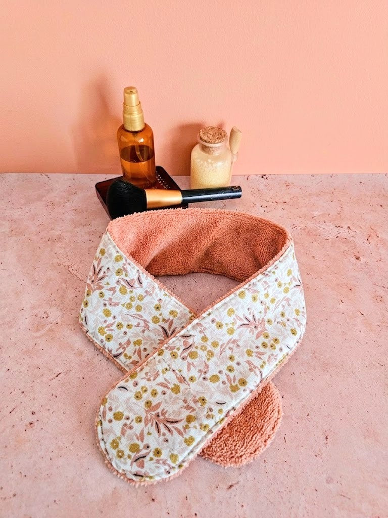 Bandeau de soin visage en éponge de bambou – ajustable & ultra doux – fait main France | Mon Fil à Passion