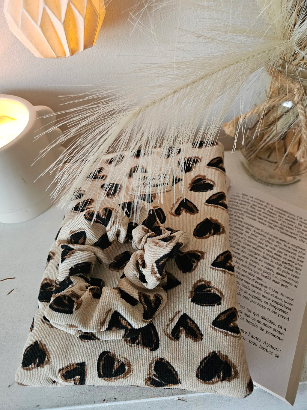 Coffret rêverie – Pochette à livres et chouchou assorti personnalisable | Idée cadeau fait main Mon Fil à Passion- artisanal