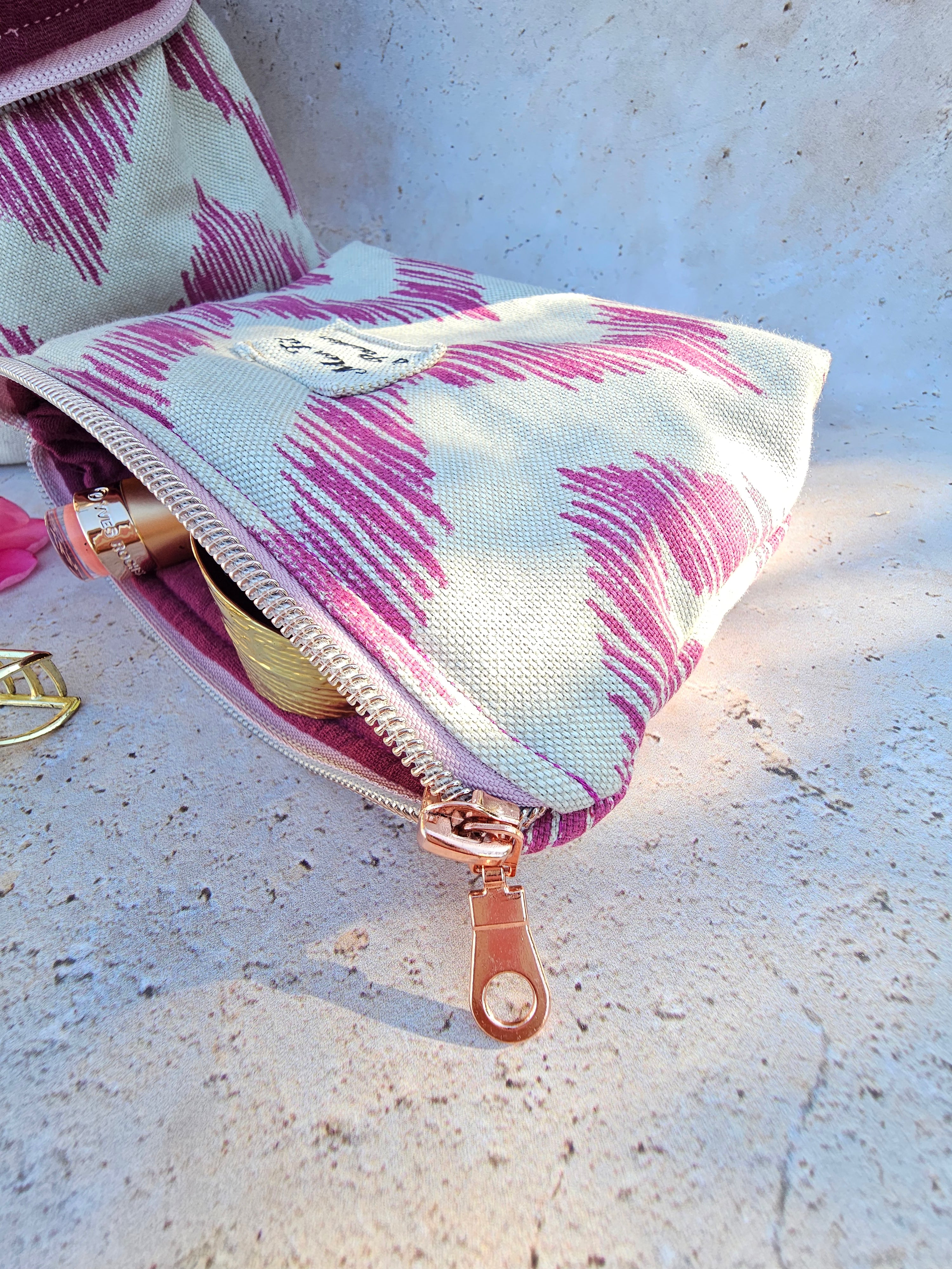 Duo Pochette astucieuse & petite pochette Fuchsia – Pièce unique