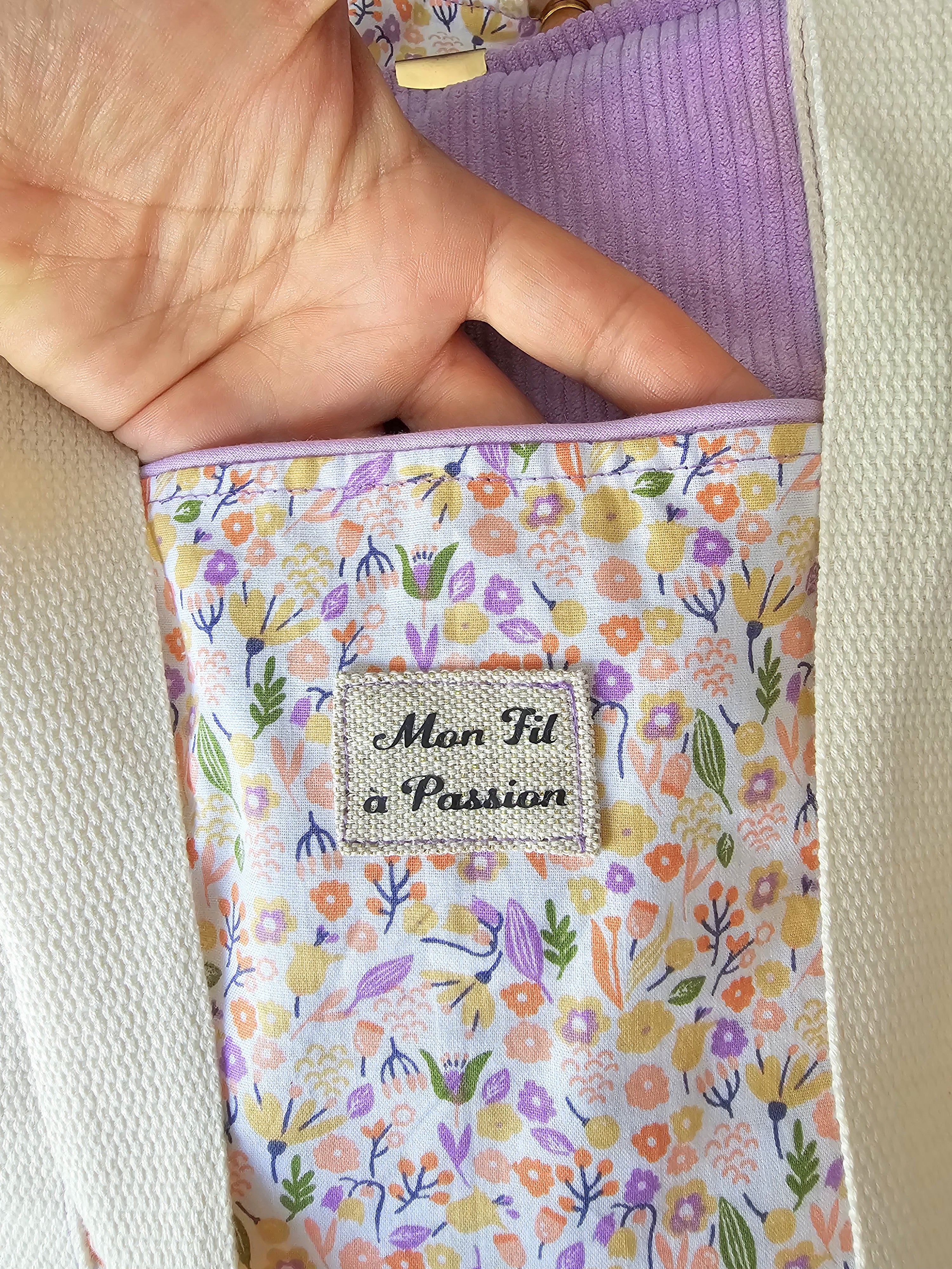 Cabas Velours Lilas & Liberty fleuri – Pièce unique