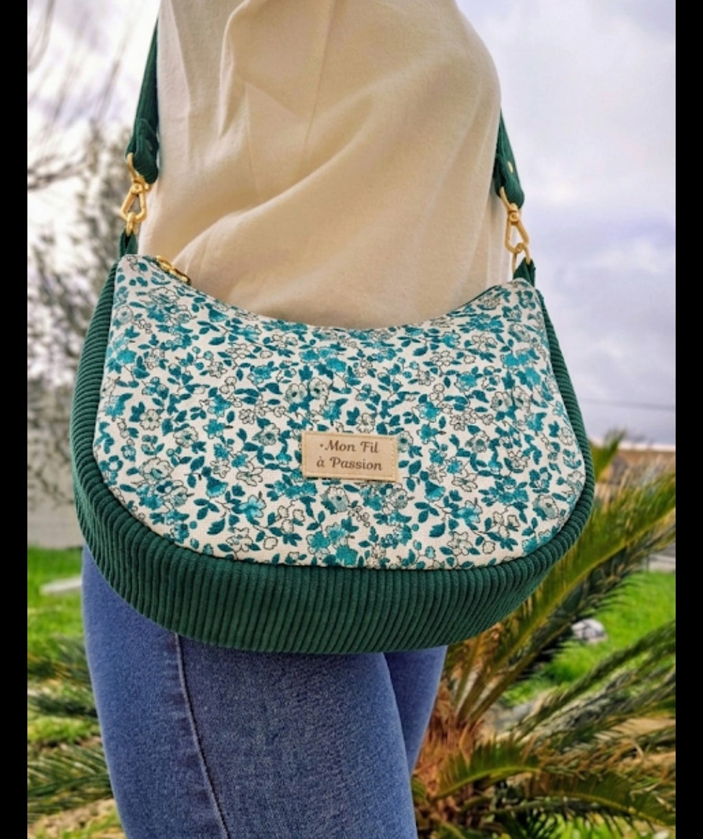 Sac bandoulière femme fait main – demi-lune chic ou bohème – Mon Fil à Passion