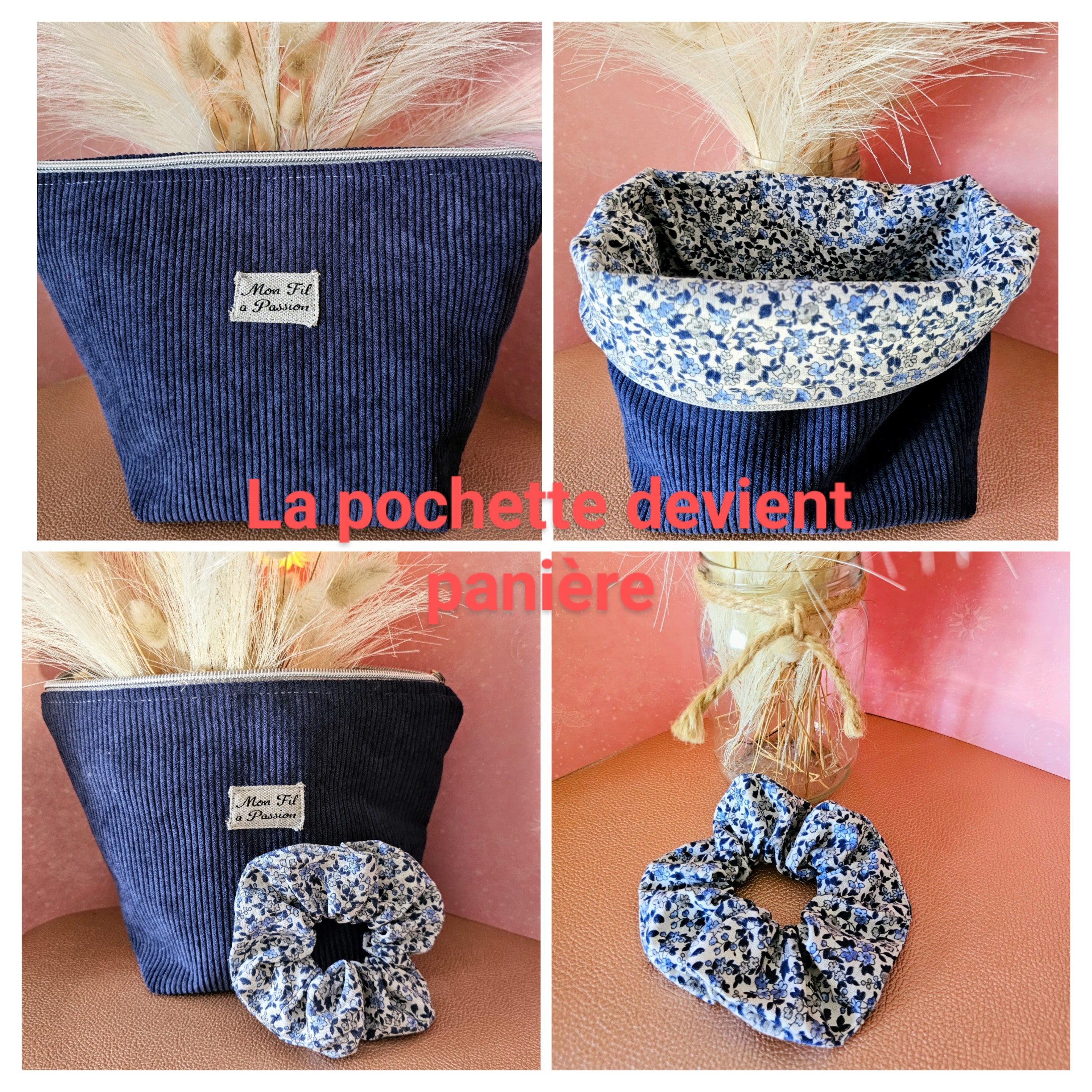 Coffret Douceur – Pochette astucieuse & chouchou assorti (personnalisable)