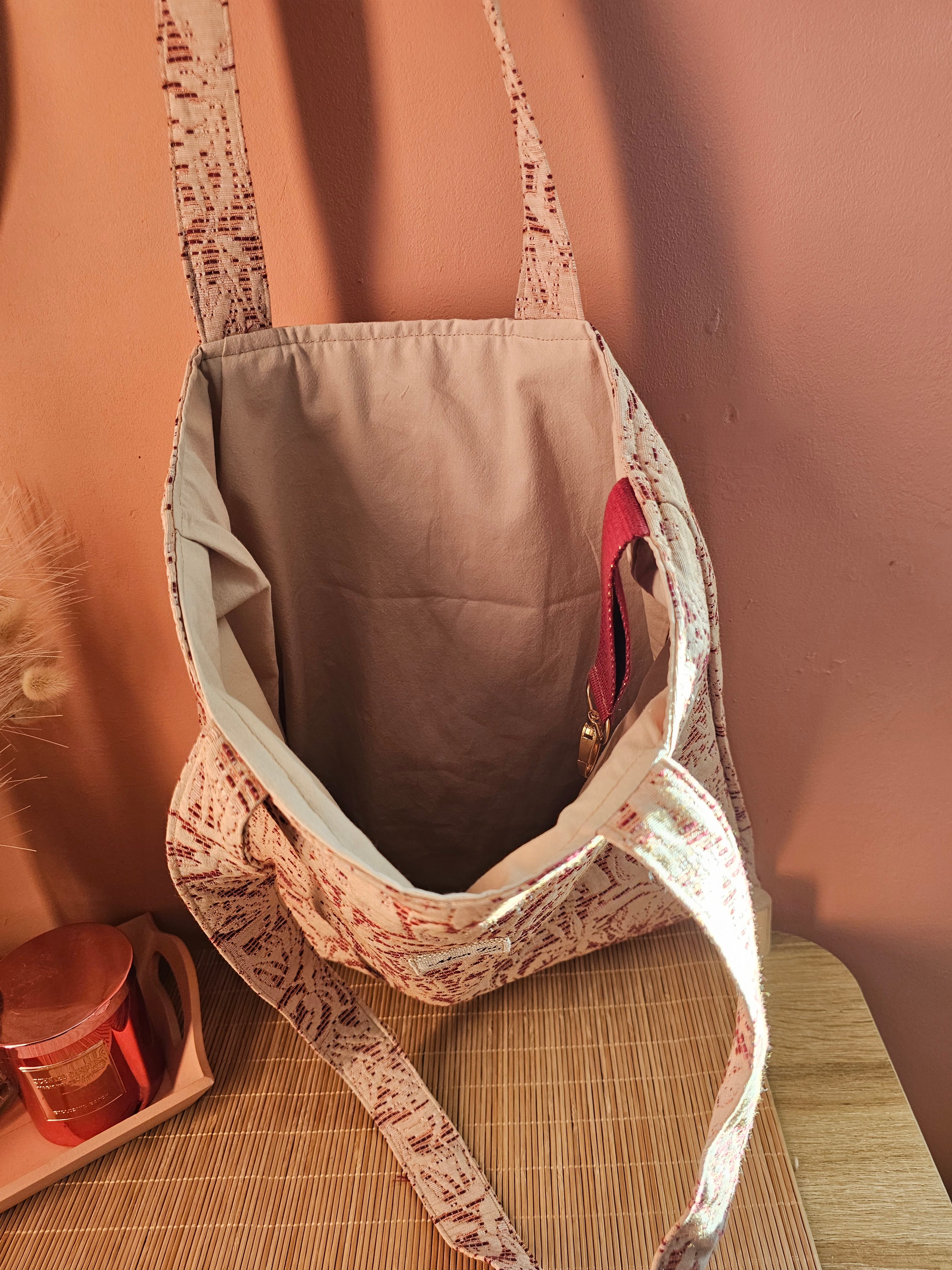 Tote bag en velours ou coton épais fait main, grand sac épaule artisanal