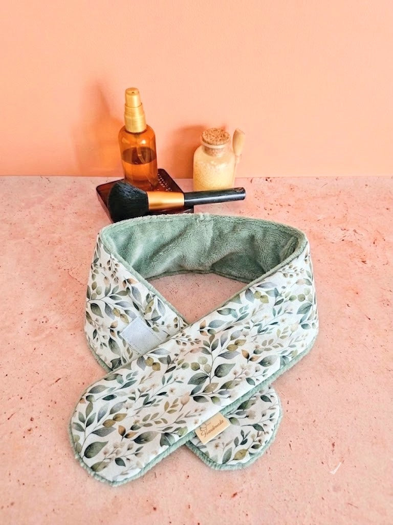 Bandeau de soin visage en éponge de bambou – ajustable & ultra doux – fait main France | Mon Fil à Passion