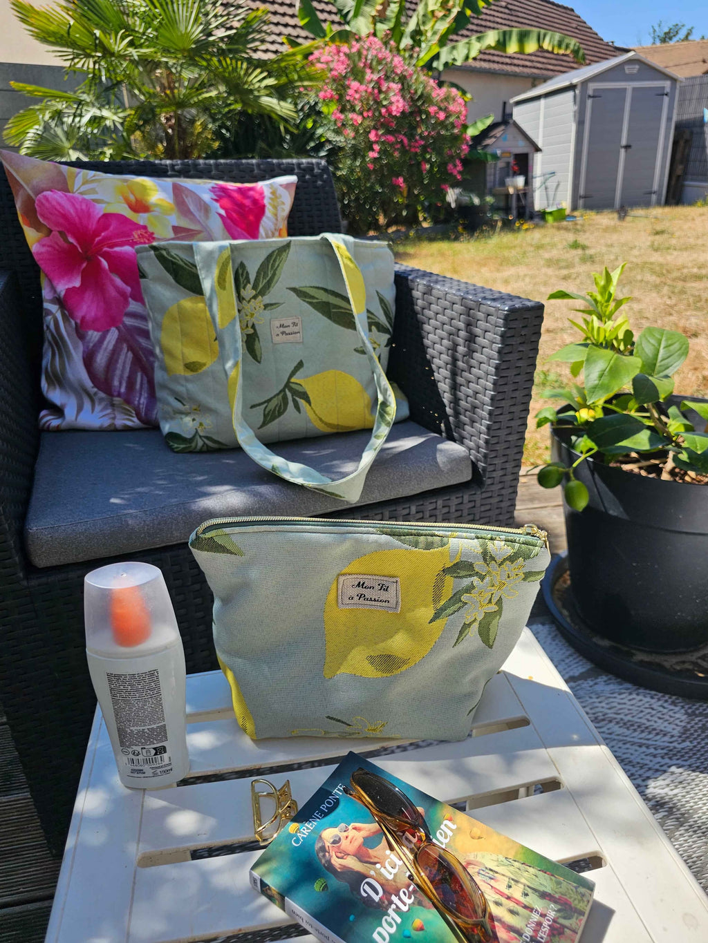 Trio citronnade Cabas matelassé, pochette astucieuse & petite pochette