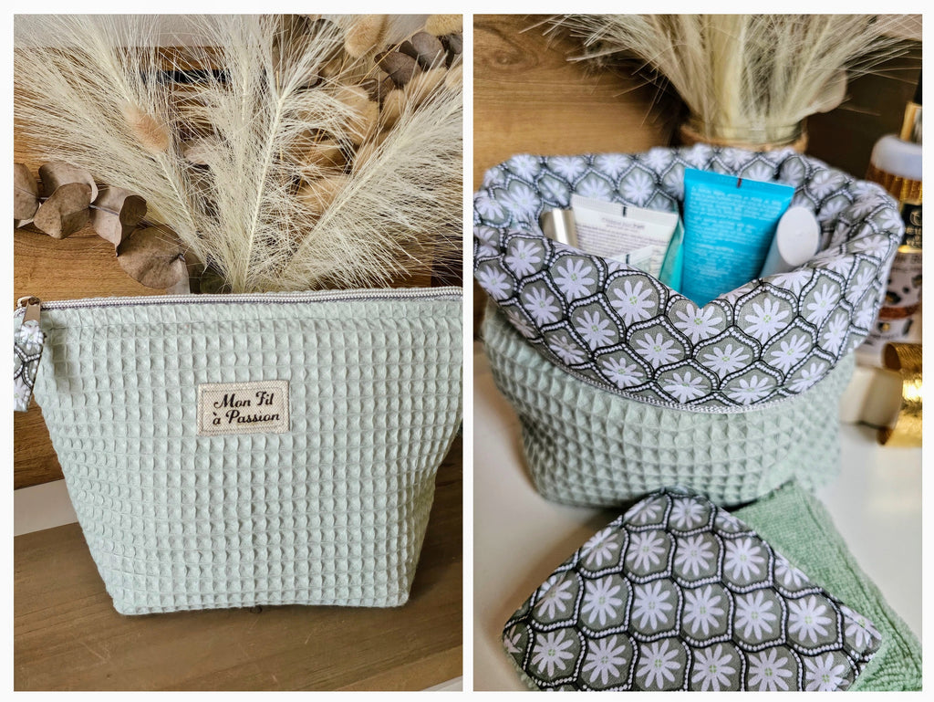 Coffret plaisir d'offrir avec trousse de toilette+ 5 lingettes idée cadeau artisanale