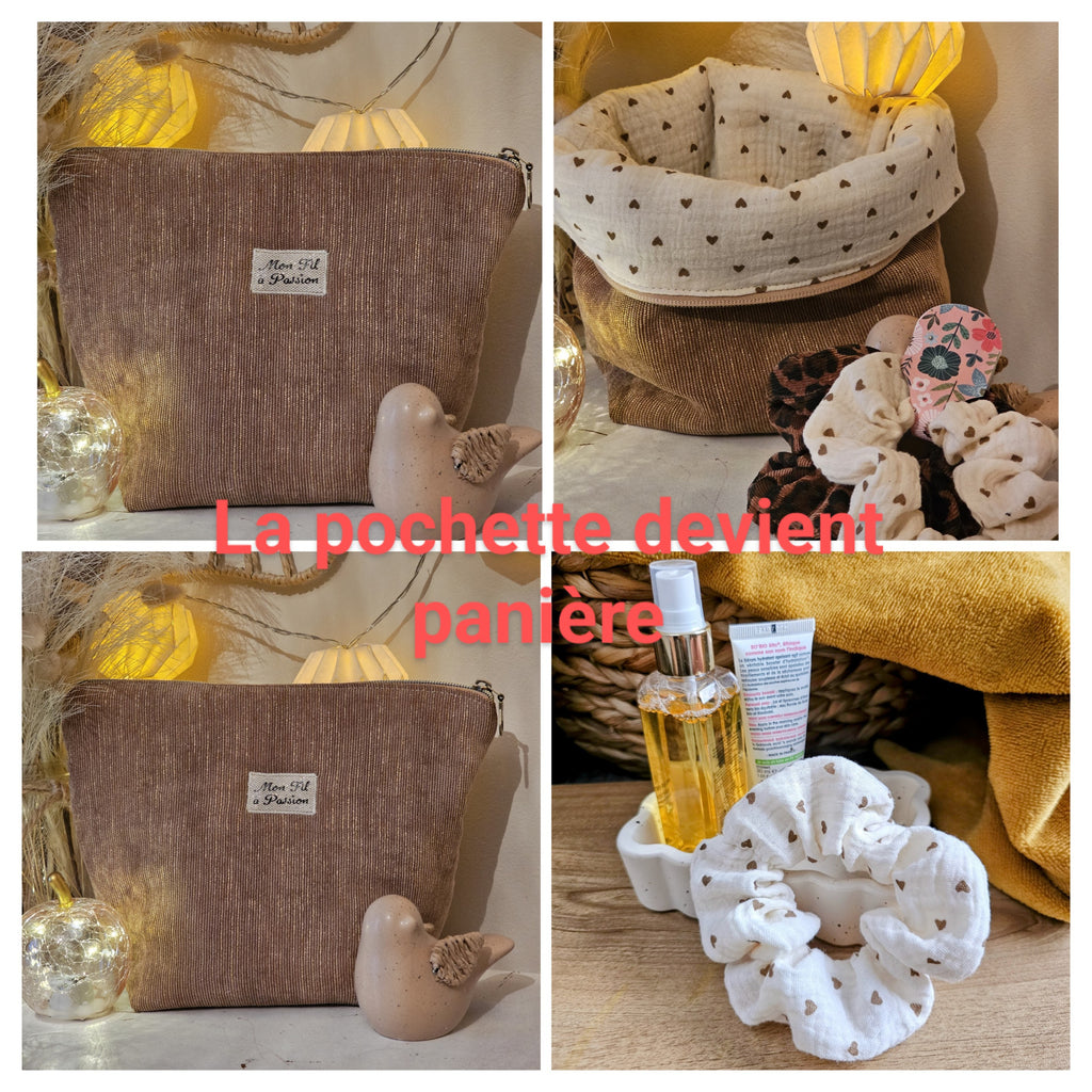 Coffret Douceur – Pochette astucieuse & chouchou assorti (personnalisable)