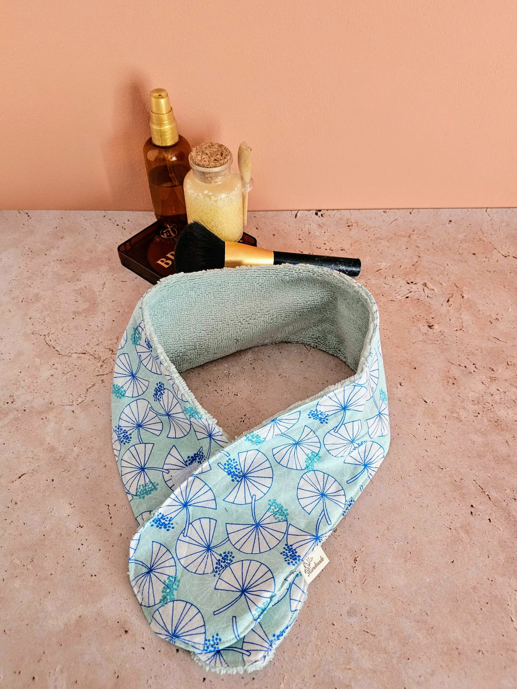 Bandeau de soin visage en éponge de bambou – ajustable & ultra doux – fait main France | Mon Fil à Passion