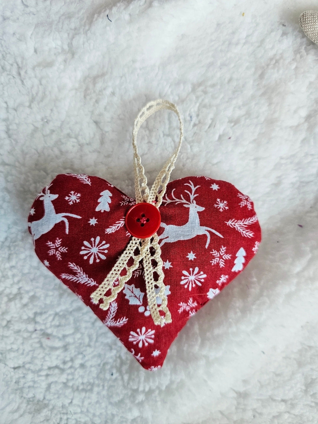 Décoration de Noël en tissus étoile et coeur