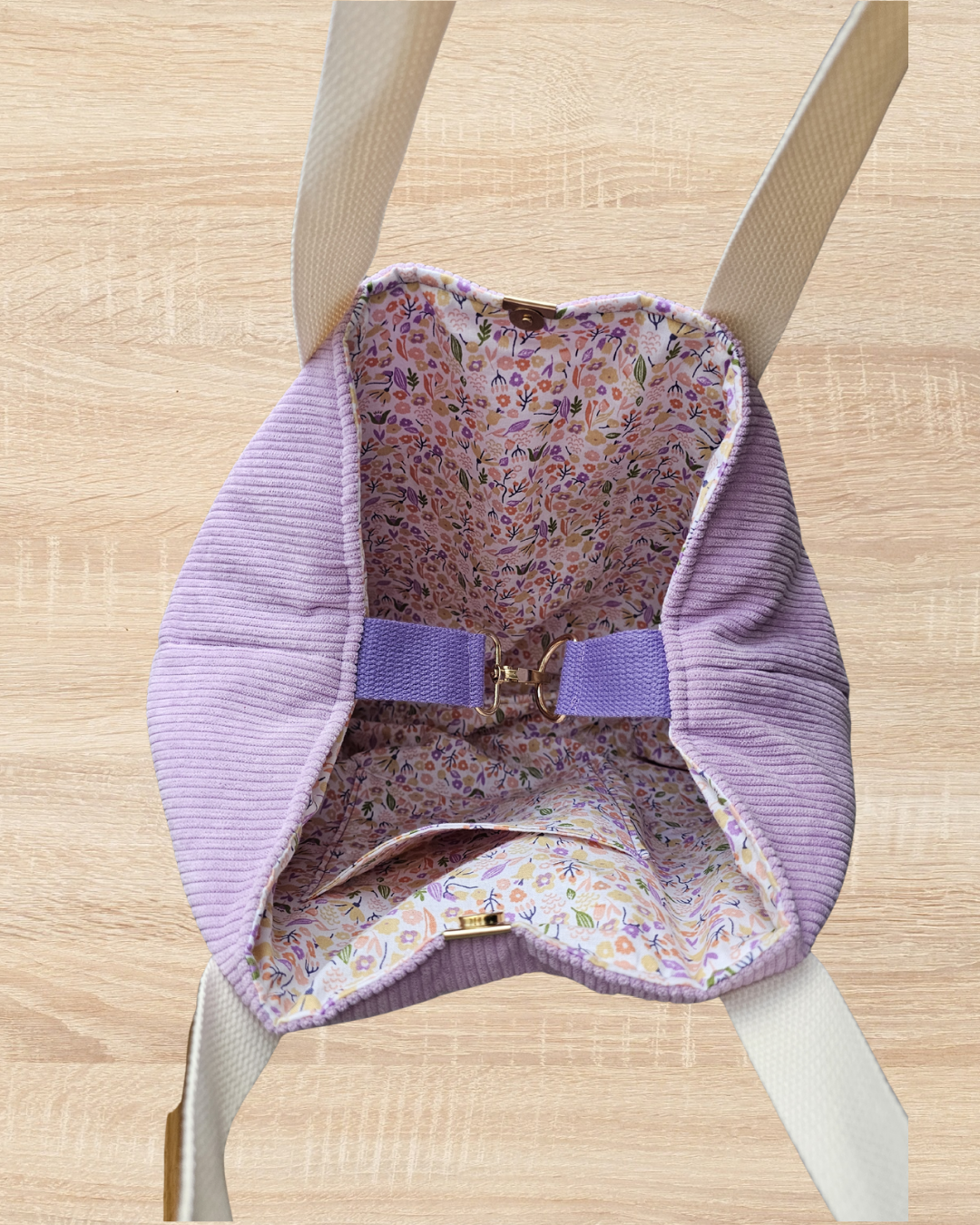 Cabas Velours Lilas & Liberty fleuri – Pièce unique