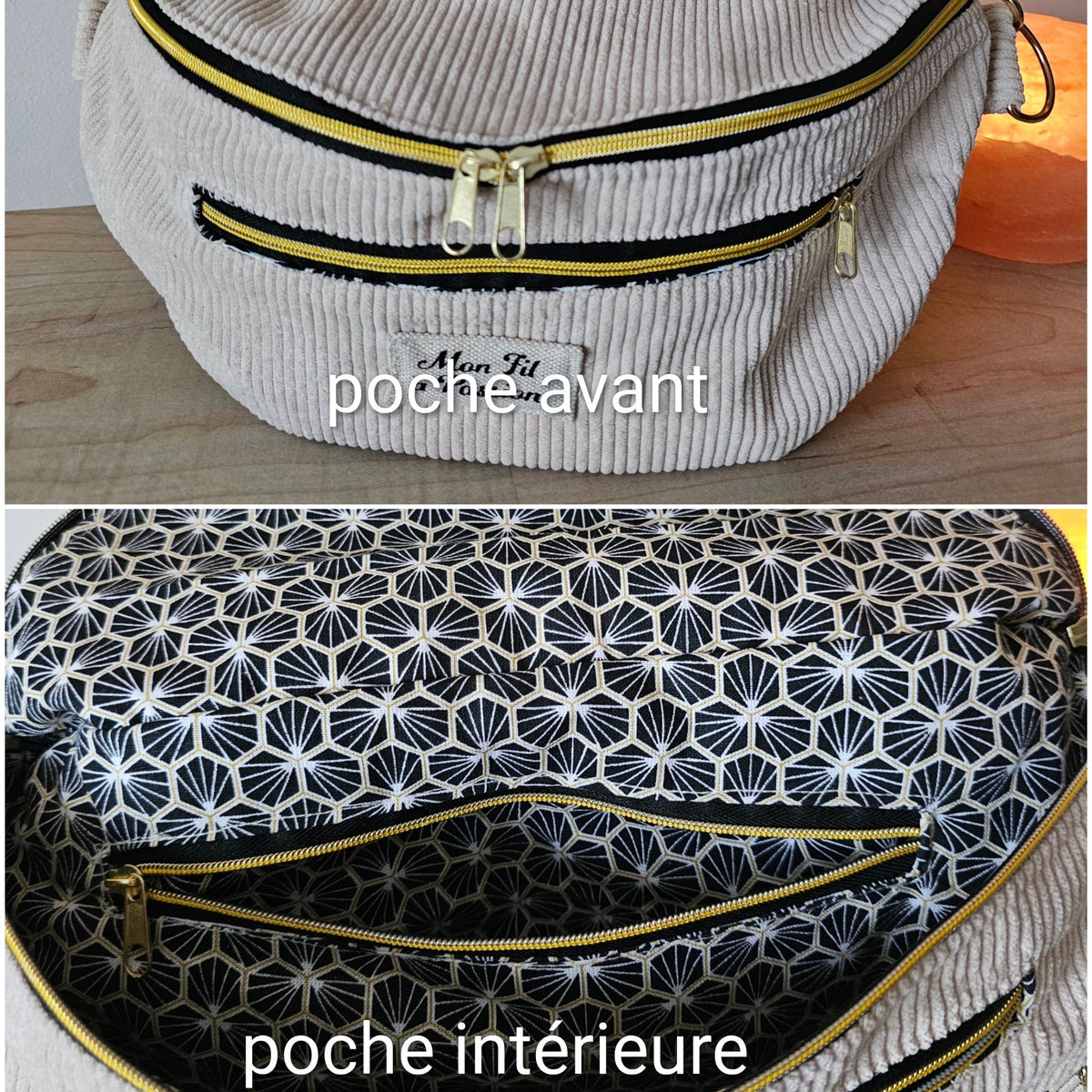 Modèle du sac banane avec une poche avant et une poche intérieure 