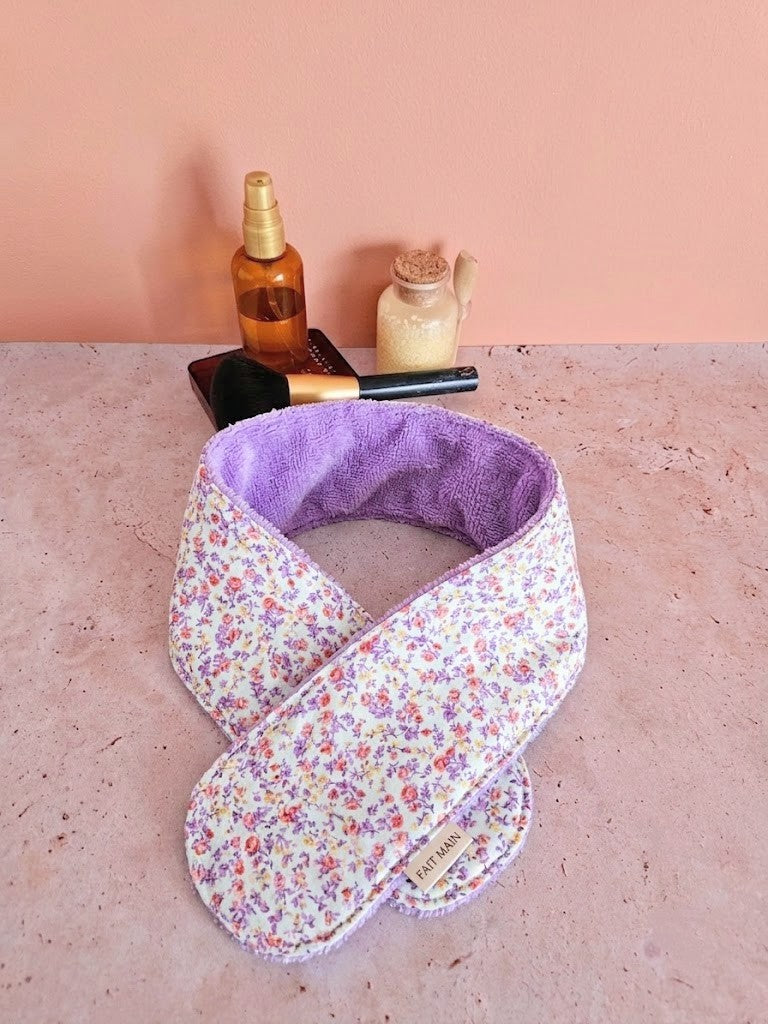 Bandeau de soin visage en éponge de bambou – ajustable & ultra doux – fait main France | Mon Fil à Passion