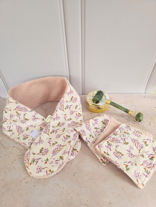 Coffret douceur visage zéro déchet bandeau de soin & 3 lingettes démaquillantes – fait main