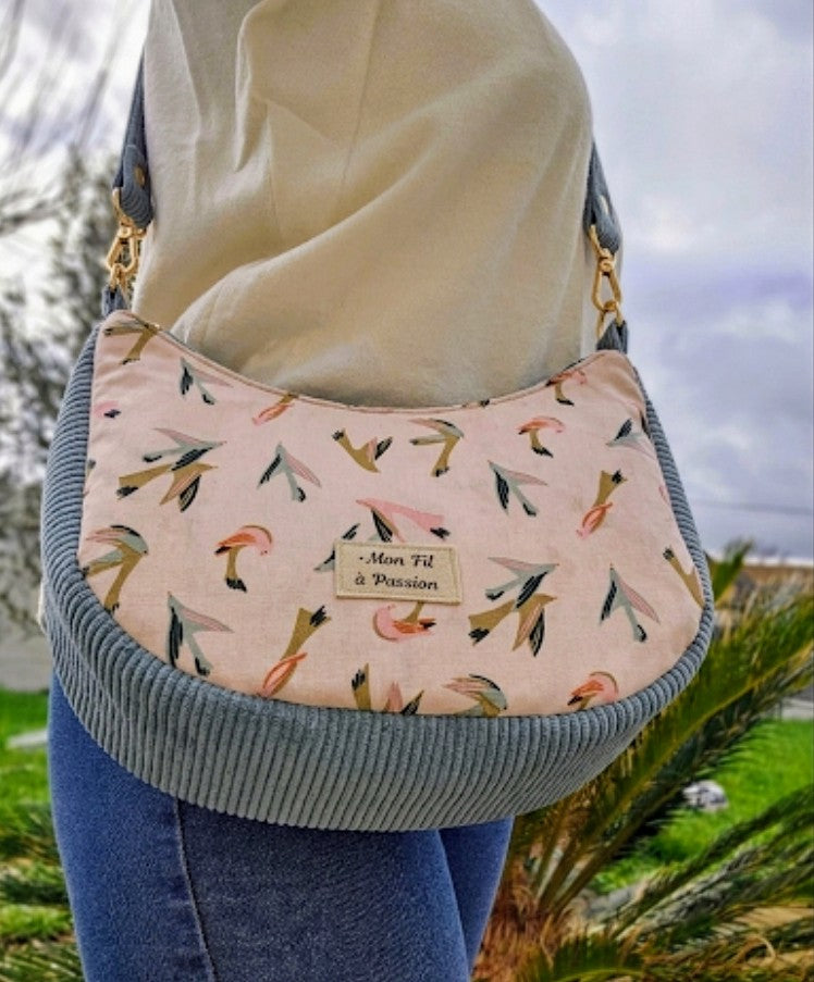 Sac bandoulière femme fait main – demi-lune chic ou bohème – Mon Fil à Passion