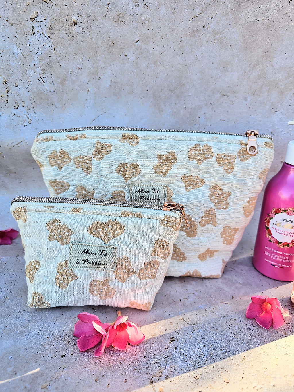 Duo Pochette astucieuse & petite pochette Cœur Tendre – Pièce unique