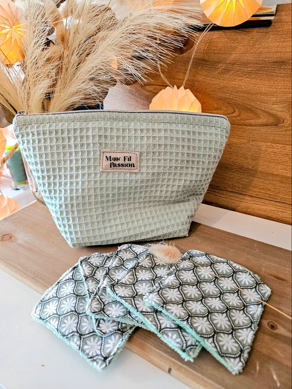 Coffret beauté éco-responsable – pochette transformable & 5 lingettes lavables en bambou – Mon Fil à Passion