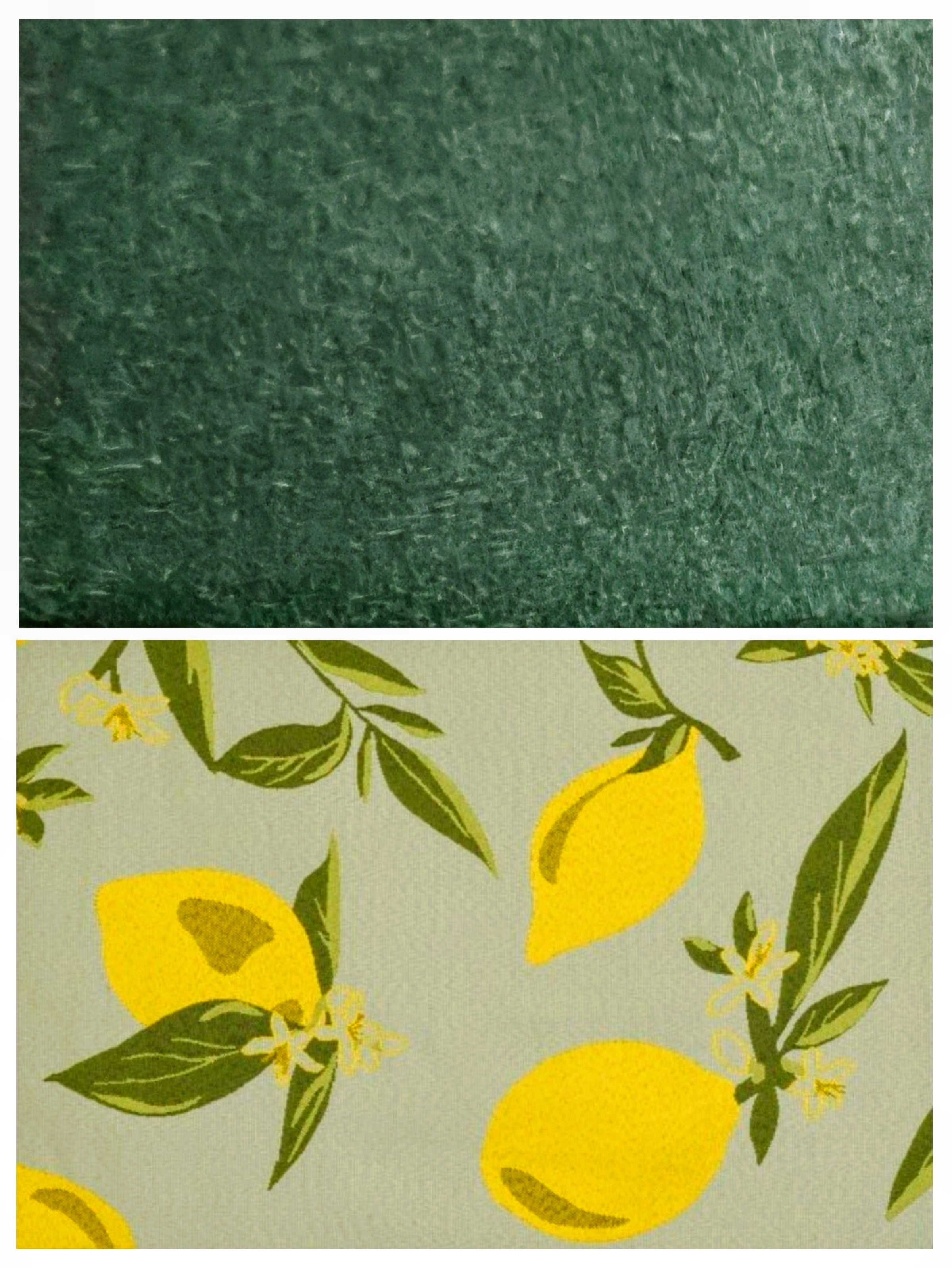 Tissuthèque crée par mon fil à passion sac banane en suèdine verte et tissu coton Oeko-Tex citron jaune sur fond vert pour une création artisanale unique et française 