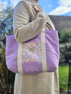 Cabas femme fait main grand format – pratique & organisé avec mousqueton – Mon Fil à Passion