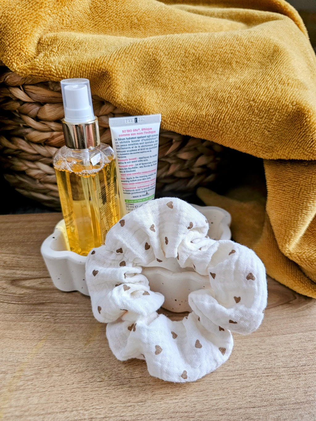 Coffret Douceur – Pochette astucieuse & chouchou assorti (personnalisable)