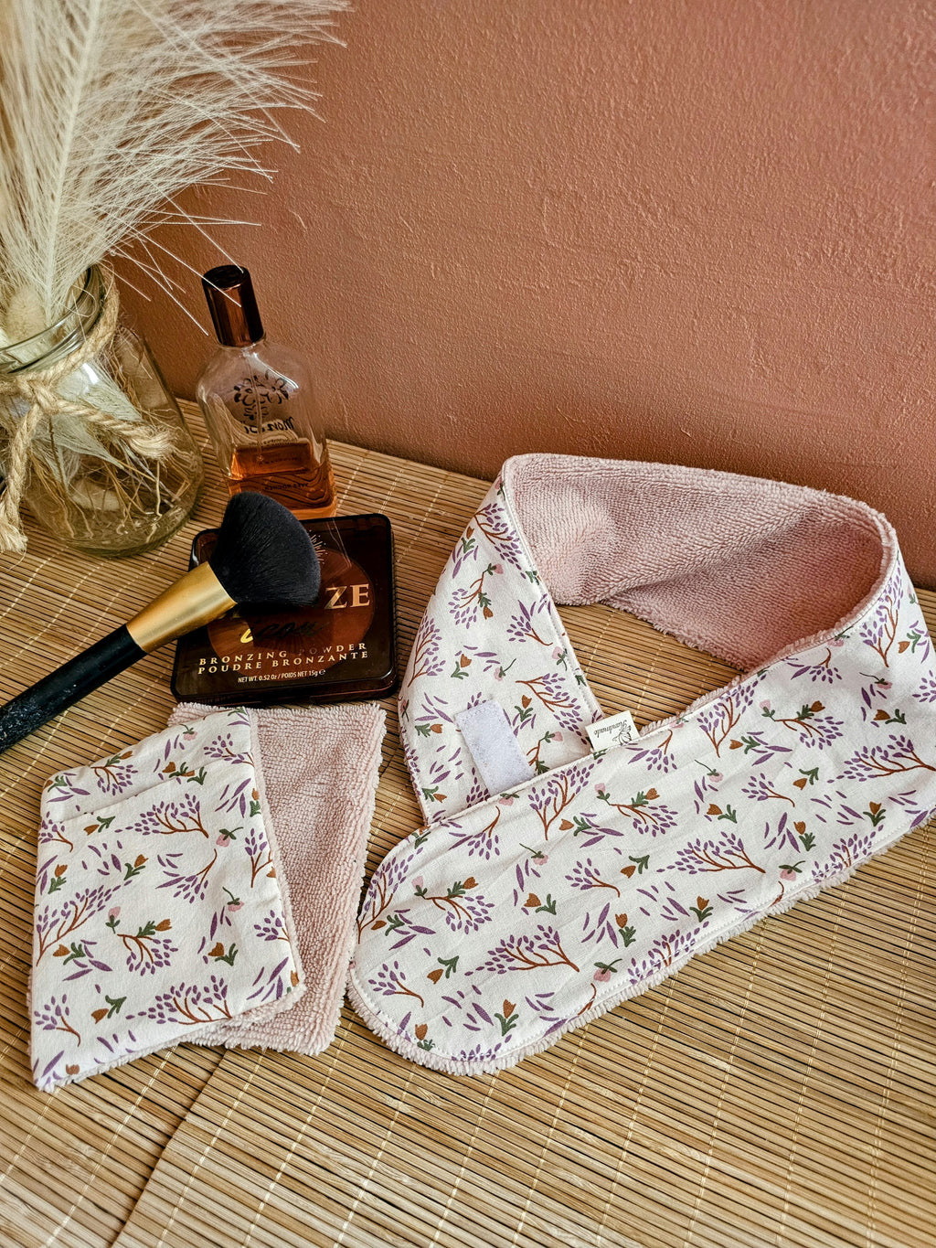 Bandeau de soin visage en éponge de bambou – ajustable & ultra doux – fait main France | Mon Fil à Passion