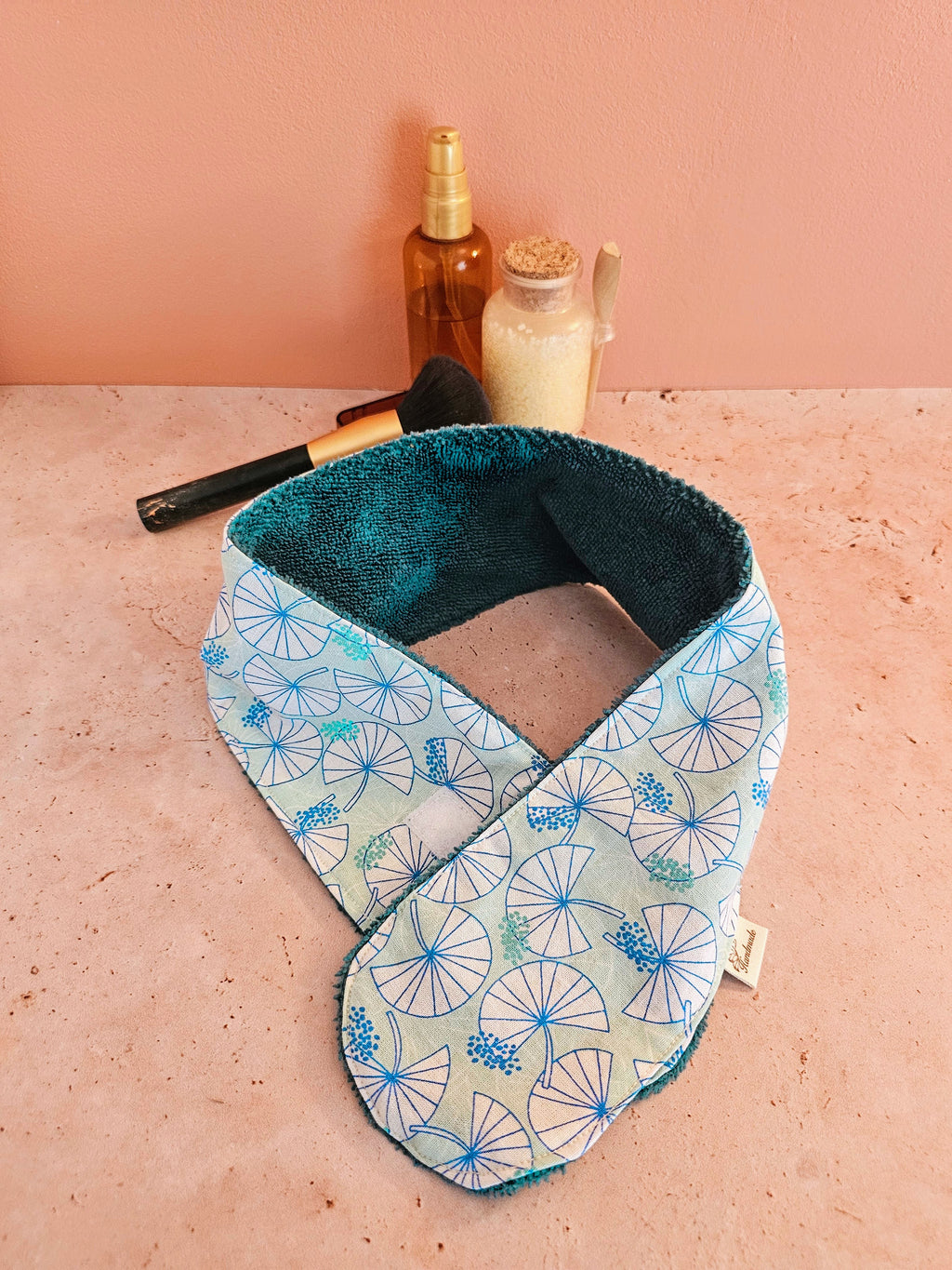 Bandeau de soin visage en éponge de bambou – ajustable & ultra doux – fait main France | Mon Fil à Passion