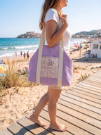 Cabas Velours Lilas & Liberty fleuri – Pièce unique