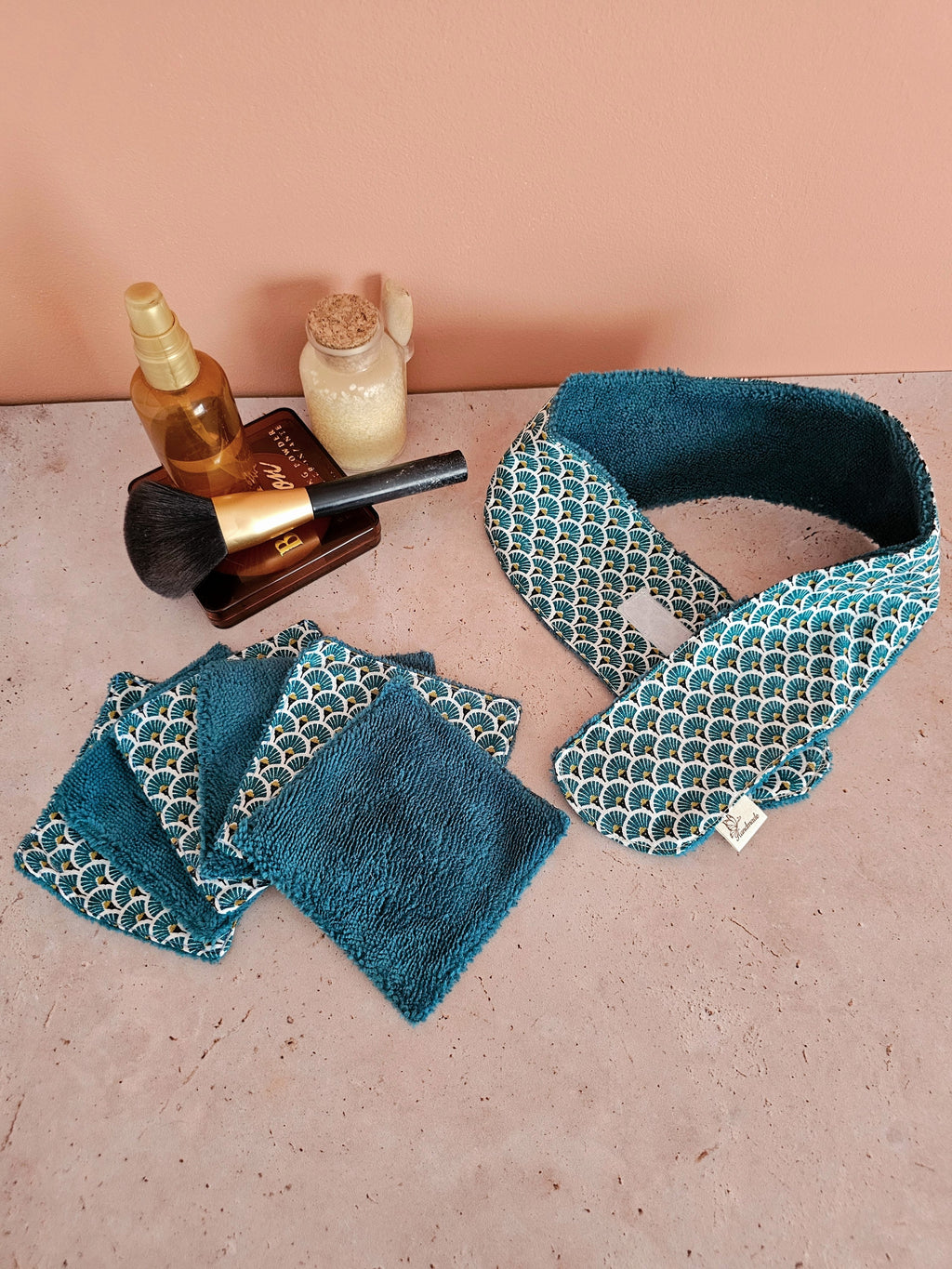 Bandeau de soin visage en éponge de bambou – ajustable & ultra doux – fait main France | Mon Fil à Passion