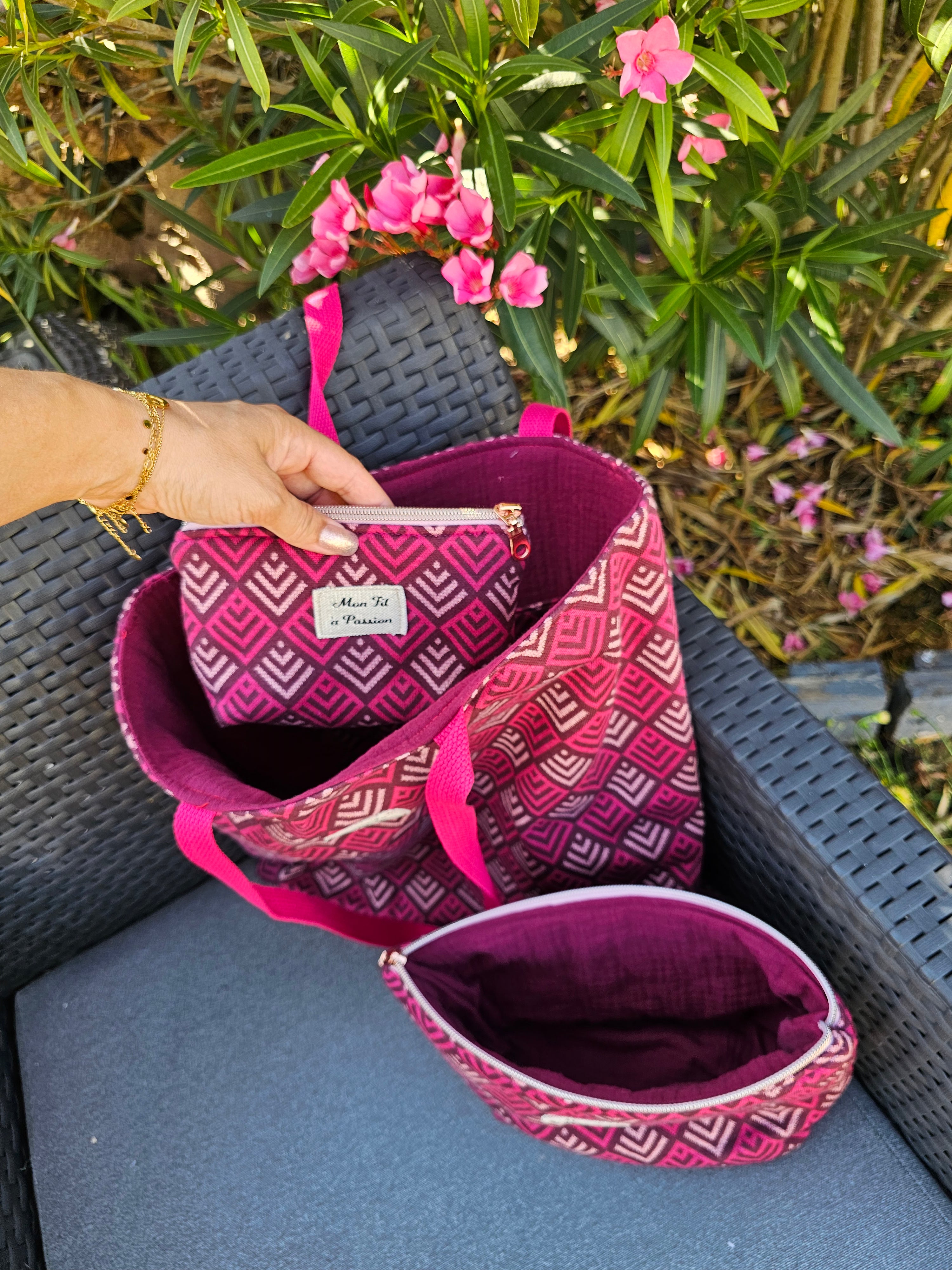 Duo Pochette astucieuse & petite pochette Losange – Pièce unique