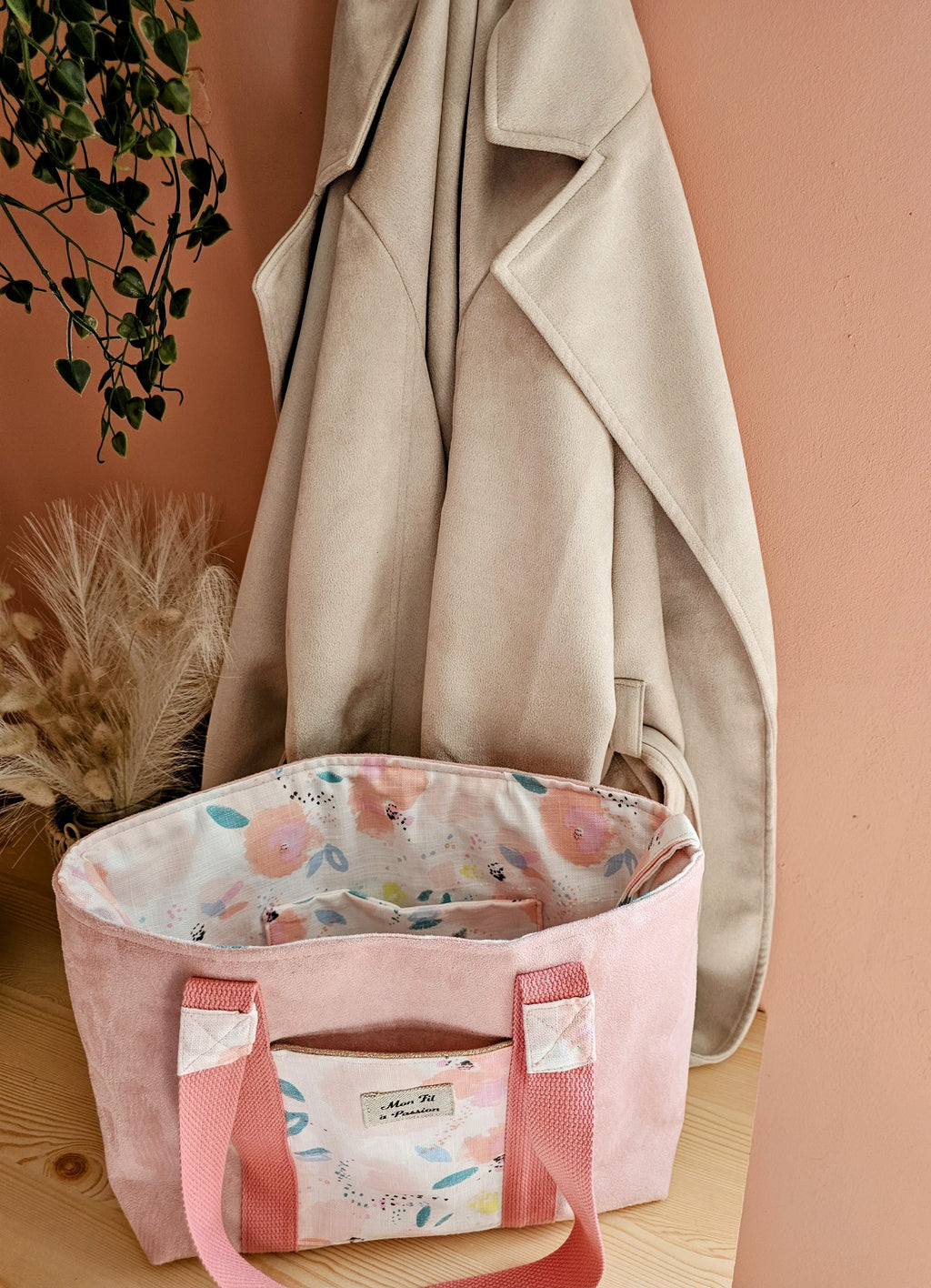 Cabas femme fait main grand format – pratique & organisé avec mousqueton – Mon Fil à Passion