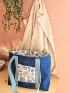Cabas femme fait main grand format – pratique & organisé avec mousqueton – Mon Fil à Passion