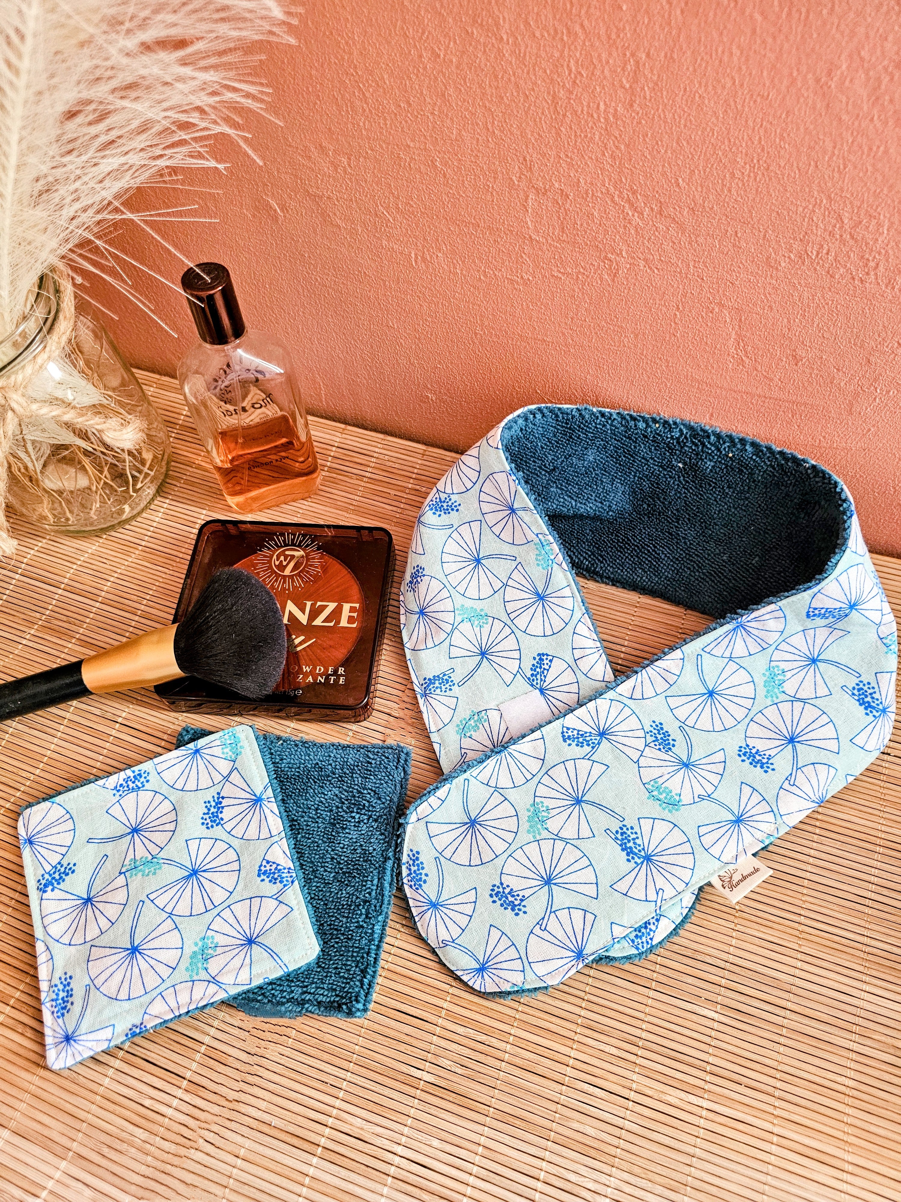 Bandeau de soin visage en éponge de bambou – ajustable & ultra doux – fait main France | Mon Fil à Passion