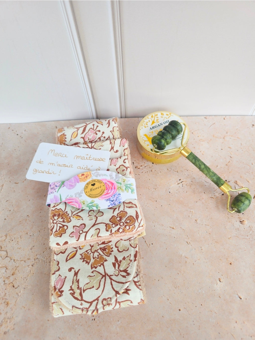 Coffret douceur visage zéro déchet bandeau de soin & 3 lingettes démaquillantes – fait main