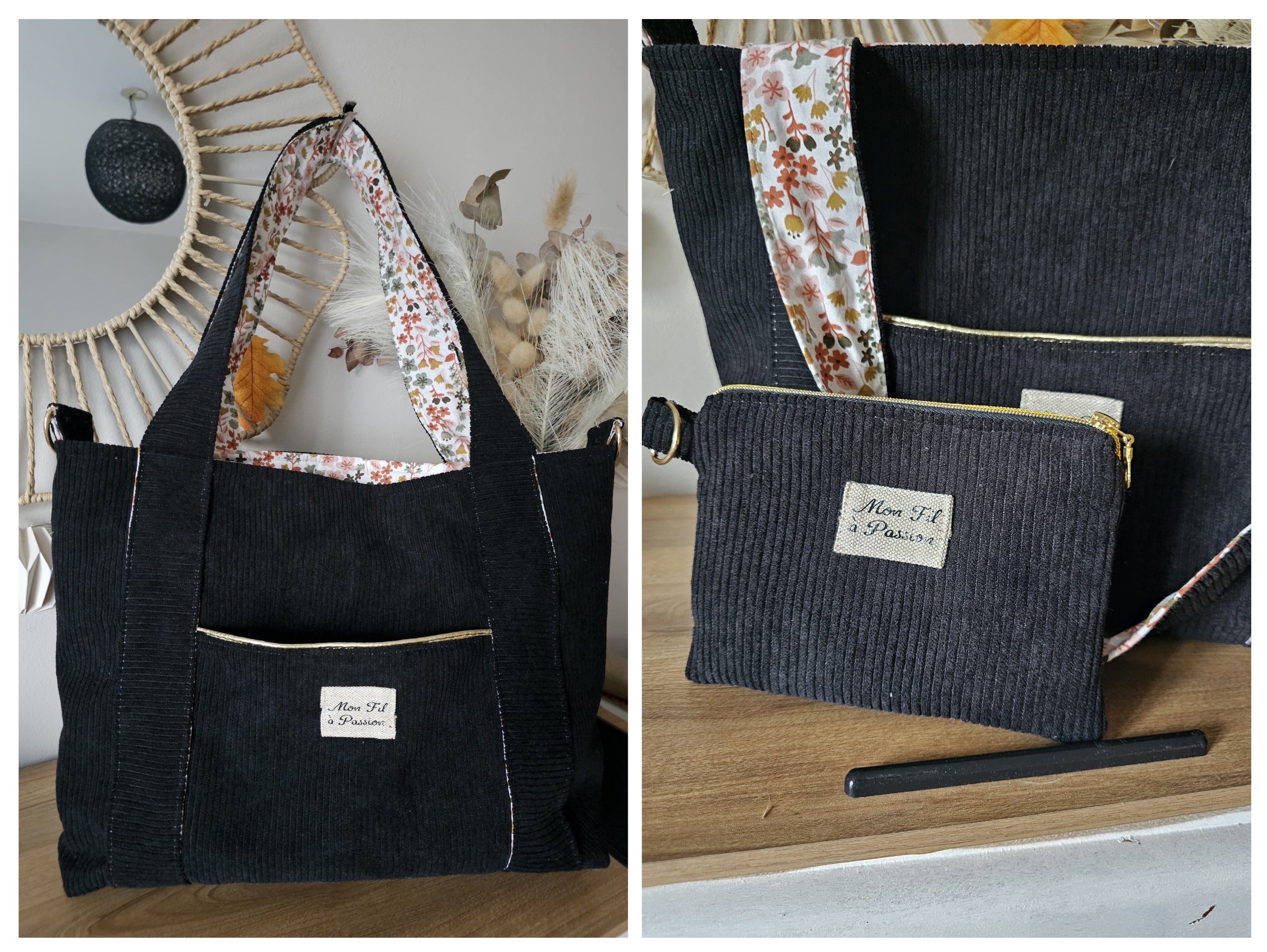 Cabas / tote bag / sac fourre tout / duo cabas porte monnaie petite pochette