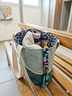 Cabas femme fait main grand format – pratique & organisé avec mousqueton – Mon Fil à Passion