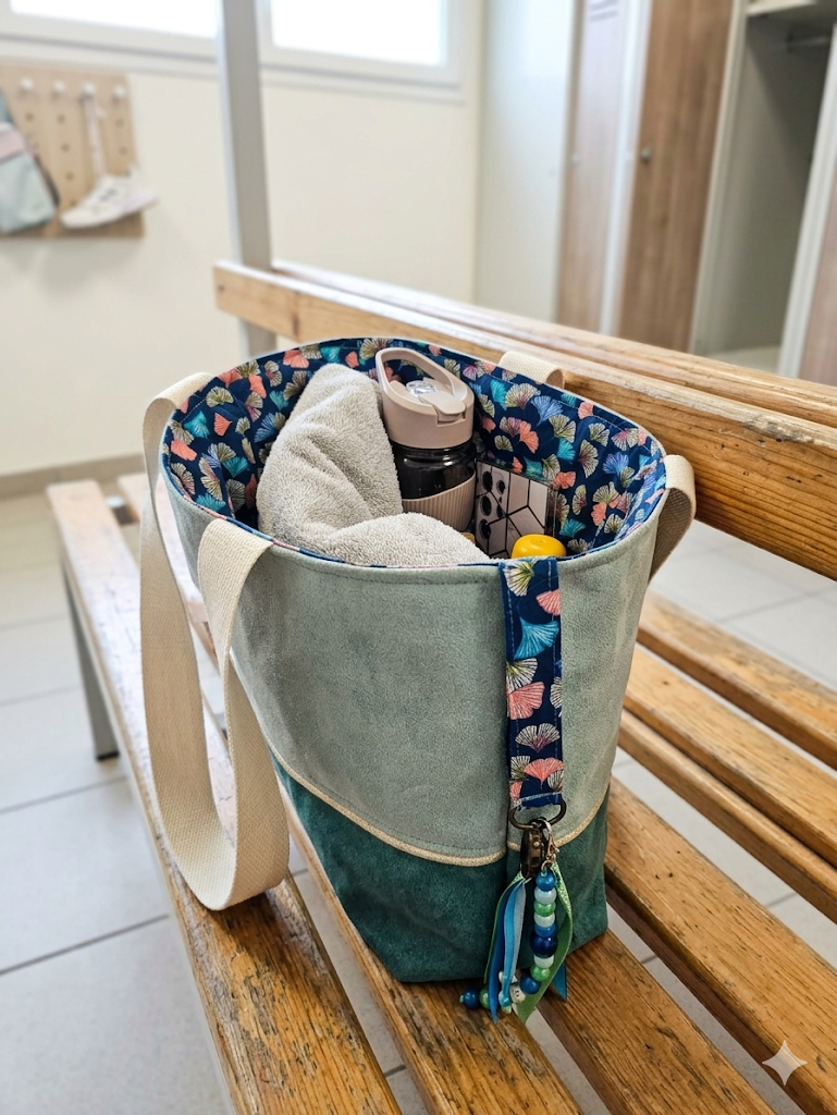 Cabas femme fait main grand format – pratique & organisé avec mousqueton – Mon Fil à Passion