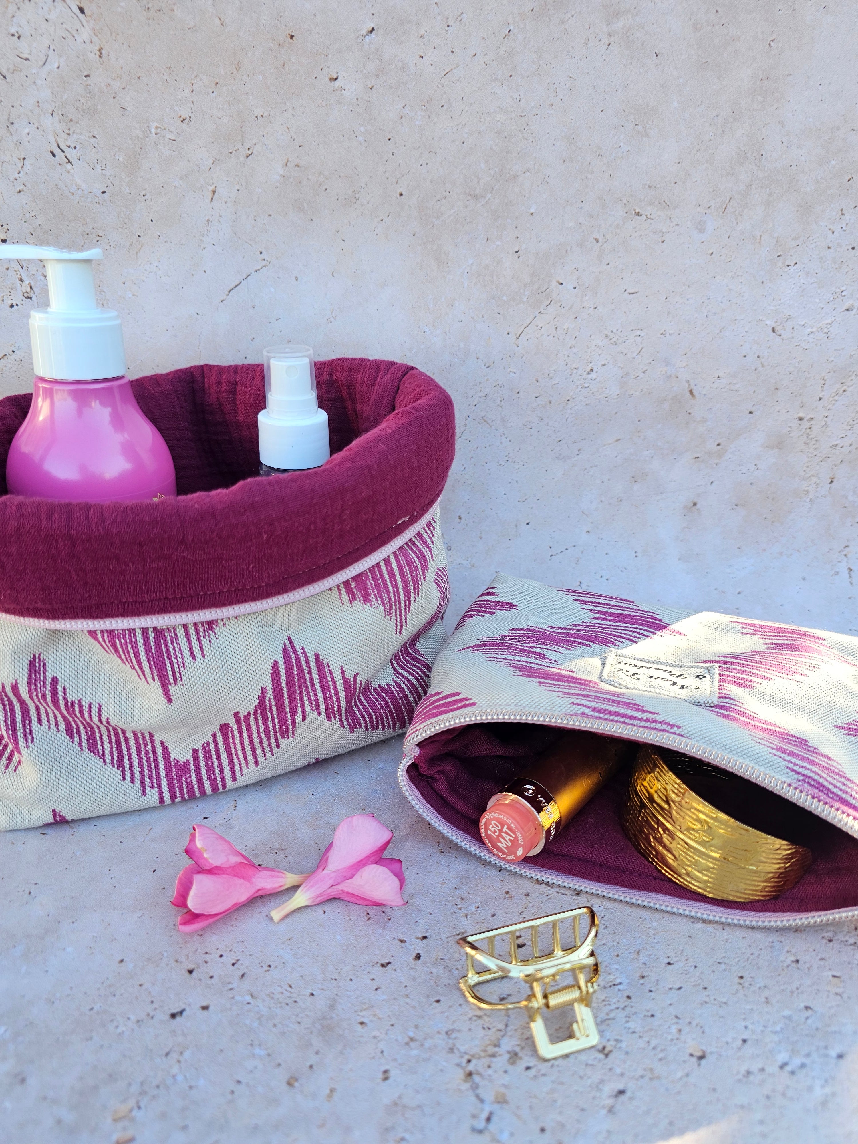 Duo Pochette astucieuse & petite pochette Fuchsia – Pièce unique