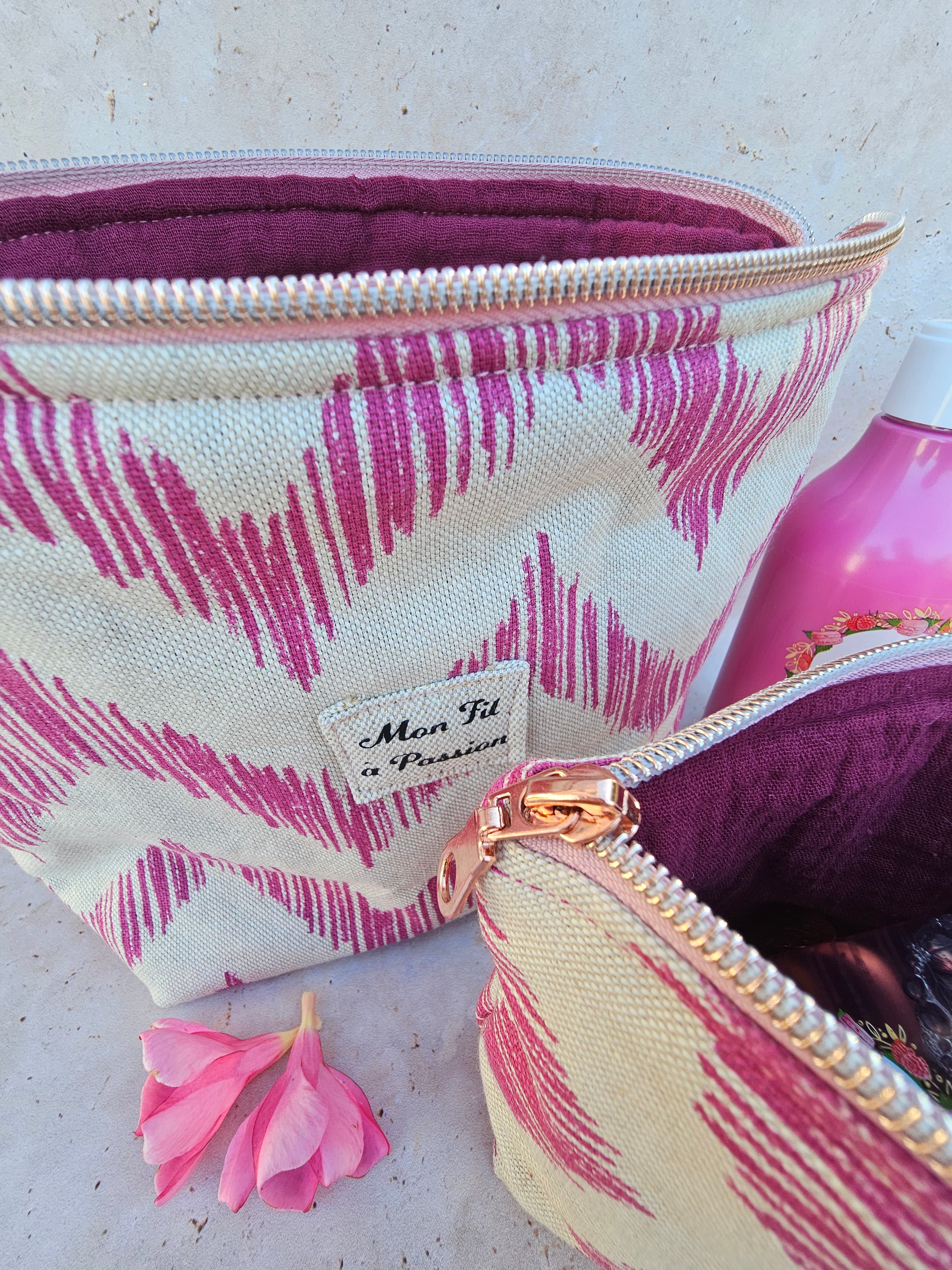 Duo Pochette astucieuse & petite pochette Fuchsia – Pièce unique