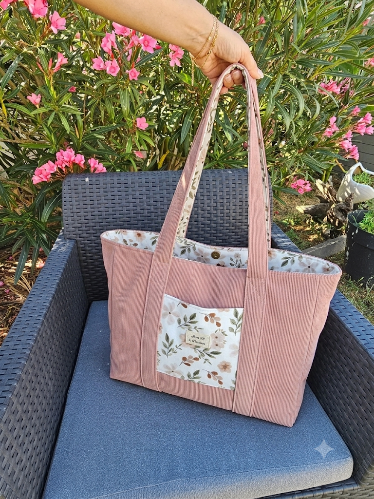Cabas XL Velours Rose – Pièce unique