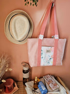 Cabas Suédine Rose & Fleurs Pastel – Pièce unique